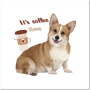 Corgi loves his morning coffee Posters and Art